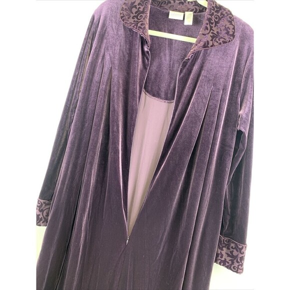 Adonna Robe Lounger Velvet Velour Purple Soft Half Zip Collared Long Women Small - Picture 6 of 15